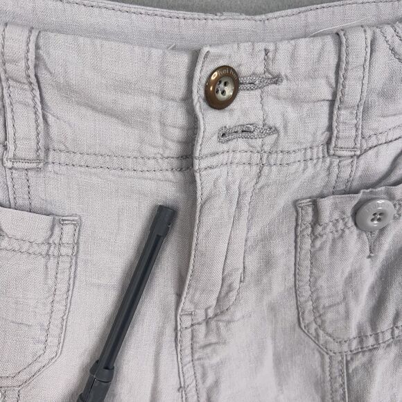 Hei Hei Pants Womens 4 Light Gray Linen Blend Cargo Capri Drawstring Utility Y2K - Picture 4 of 15